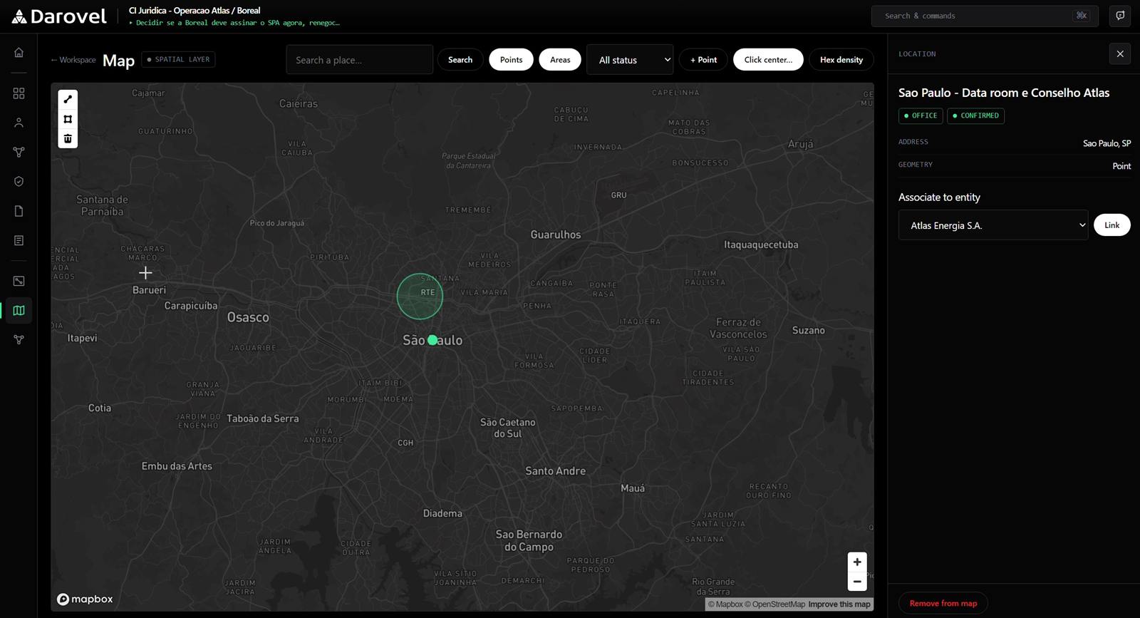 Darovel spatial intelligence map view